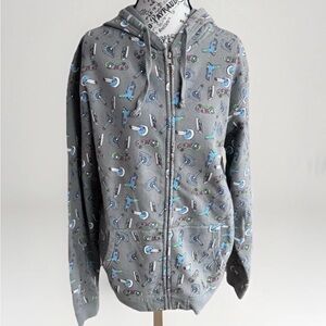 Vintage Y2K Loyal Army Hoodie Zip Video Game Controller Print Sweater Jacket M